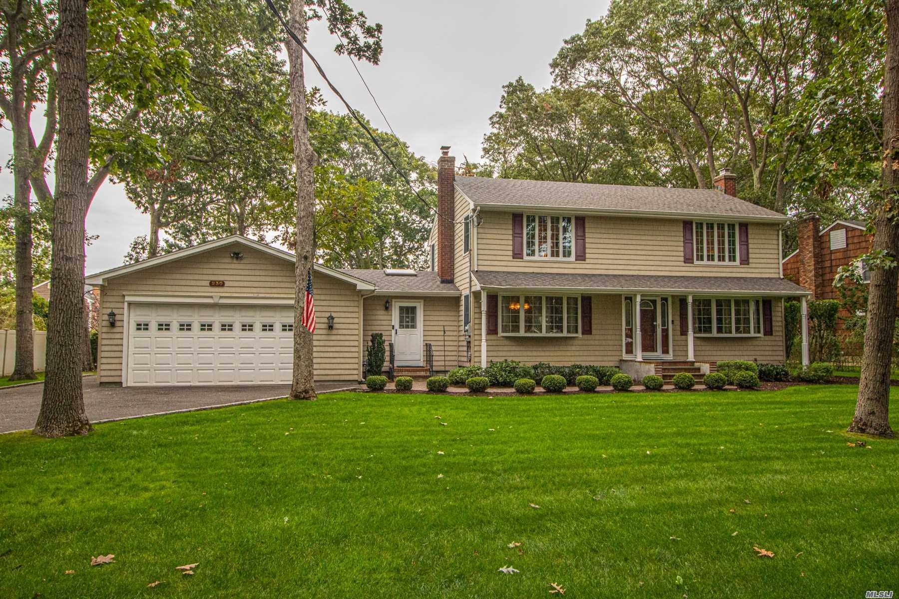 A Classic Center Hall Colonial Boasts 4 Lg Bedrooms and 2.5 baths. Over a 1/2 Acre of Professionally Landscaped Prop. Archit Roof with Oversized Bay Windows, Gas Conv with BaseBrd Heating, 6 zone IG Sprinklers, Central Air, Full Basement with 8ft Ceilings w/2 Bonus Rooms and an OSE. Large Breezeway with 1/2 Bath, Washer, Dryer and Sliding Doors to outside deck overlooking a Beautiful Large BackYard . Quiet, Private In Highly Desirable Great River.East Islip Schools Close to Golf Course and Marinas!
