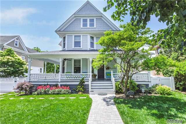 Meticulously Remodeled,  Babylon Village, Victorian Home Circa 1890 With 5 Bedrooms, 2 1/2 Bathrooms, Wraparound Porch, Rear Deck, Patio With Built In Outdoor Cooking Area, Fully Fenced Yard With Gated Pool And 1 1/2 Car Garage.