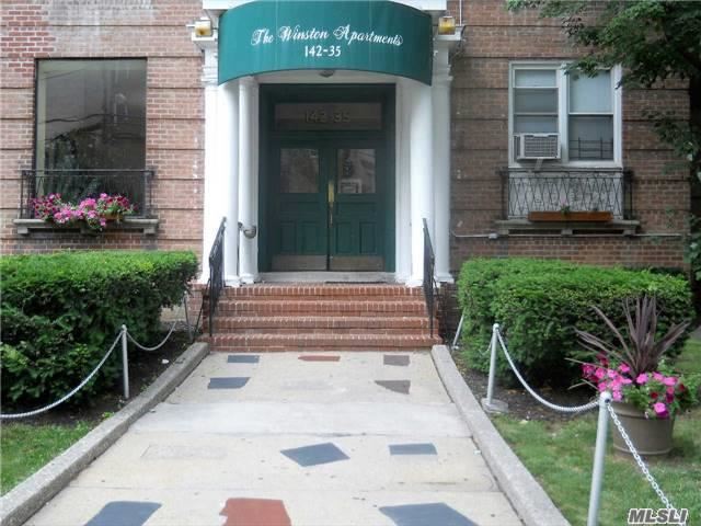 Starterup One Bedroom With Very Low Maintenance, Southeastern Exposure, Facing The Street. Hardwood Floors Through-Out, Windowed Bathroom, Great Location, Ps 117. Parking With W/L For $125.