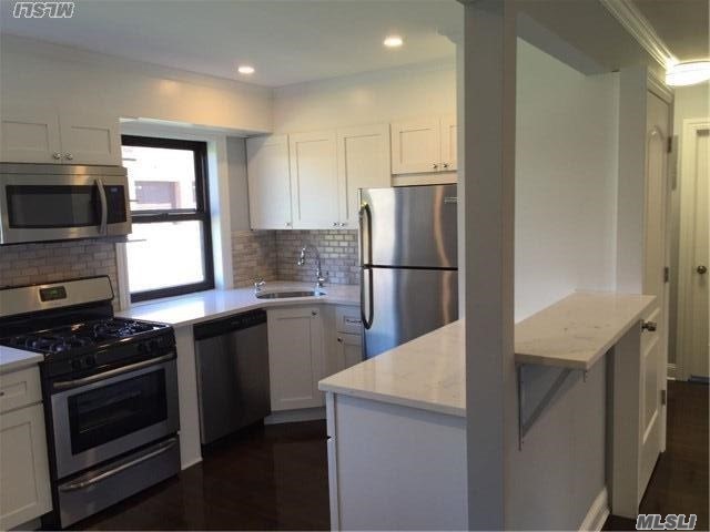 Rare Treasure Beautifully Fully Renovated; A Must See For All Co Op Buyers, None Like It @ Clearview. Bright & Sunny Open Floor Plan Corner Unit W/ Wood Floors. New Eat In Kitchen W/ New Stainless Steal Appliances & Breakfast Bar. Laundry Rm. New Electric & Plumbing. Close To All: Sd #25 Ps 209/194, Express Bus To Manhattan & Flushing, Lirr, Golf, Shopping, & Parks.