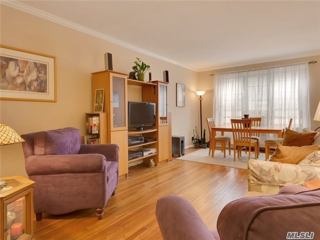 Large, Sun-Drenched Apartment With Fabulous Layout Featuring Entry Foyer (Can Be Used As Dr), Walk-In Hallway, Closet, Large Eik, Spacious Lr, Oversized Br W/Separate Vanity And Bedroom W/Southern & Western Exposures. Hardwood Floors Throughout. Close Proximity To Lirr, Town And Shops. Amenities Include Parkwood Pool &Tennis, Ice Skating Arena, Stepping Stone Park /Marina.