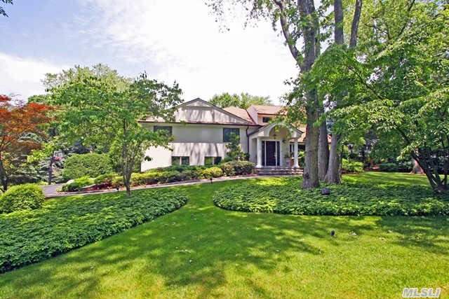 Harbor Acres Retreat- Beautiful Park-Like Setting W/ 4 Brs, 4.5 Bths. Gracious Foyer Opens To Large Lr W/Fpl, Bay Window & French Door; Banquet Size Dr; Famrm W/Fpl; Sun-Drenched Eik; Luxurious Master Suite W/Balcony O'looks Lush Gardens; + 3 Add'l Brs (1 With En-Suite Bath),  Heated Gunite Pool & Lush 1.1+ Acre Property. Harbor Acres Assoc. With Private Beach & Tennis