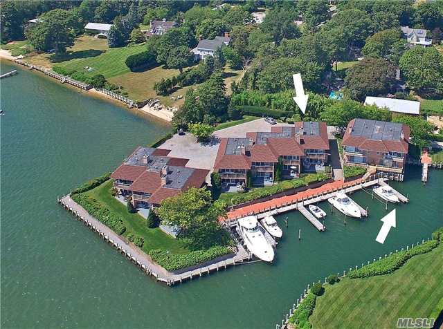 Greenport, North Fork: Look No Further - Corner/End Unit At Pipes Cove W/Expansive Views Over Bay To Shelter Island. Deepwater Dock For Large Craft...Lr W/Fireplace And Waterside Terrace; Dr, Eik, Mbr Suite W/Fireplace And Terrace, 2 Add&rsquo;l Bedrooms & Bath - Windows On 3 Sides! Looks And Feels More Like A Sfr. Moments To Village Center W/Shpg, Dining & Tran Also For Rent