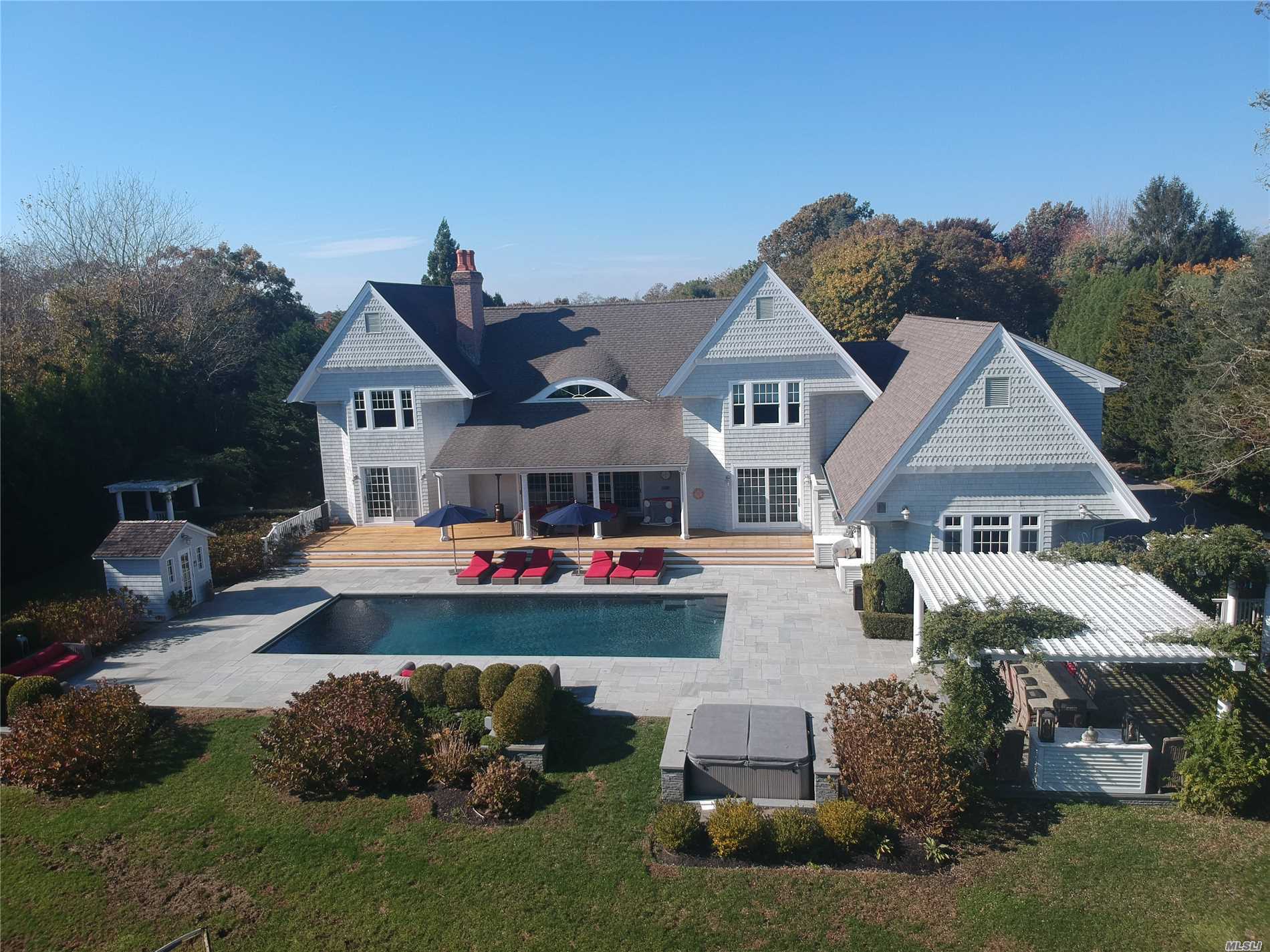This 6500 Sq. Ft. Turn-Key Estate Offers All The Amenities For Fine Living. Set On 1.4 Manicured Acres W/Heated Gunite Pool, Hot-Tub & Sauna. Features Include Chef&rsquo;s Kitchen, Dr, Lr W/Fplc, Den, 5 Well Appointed En-Suite Bedrooms Plus Master Suite W/Fplc. Finished Guest Quarters Above The 3 Car Garage, Sound System Inside & Out, Full Generator, Plus Finished Basement W/Gym, Lr, Full Bath & Movie Theater. Too Much To List.