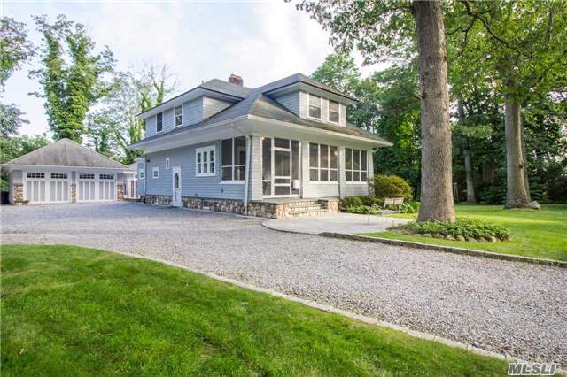 Quintessential Village Colonial. Charming Screened-In Porch, Coffered Ceilings, Wood-Burning Fireplace, Mouldings. Huge Usable Property, 1 Minute To Main Street. In-Ground Pool, Pool House W/Full Bath, Winter Water Views, Detached 2.5 Car Garage. Modern Amenities Include Cac, Updated Kitchen & More! Must See!