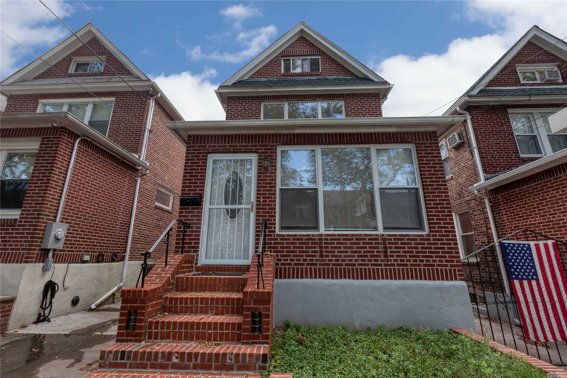 1 Family Brick Home on the Most desired block in Maspeth. It is fully detached and has private driveway.It is convenient to LIE and BQE-just minutes to get into Manhattan or Brooklyn by car.Q18 bus just 1 block away-just a 10 min bus ride to 7 Train.This Home features hardwood floors throughout, open layout kitchen living dining room on 1st floor, 3 bedrooms on 2nd floor, full standup attic , Full finished basement with 8ft. ceilings, brand new boiler and hot water heater, Patio with garden & More!
