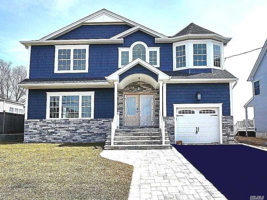 Brand New Gorgeous Waterfront Colonial just Built (Completed--MOVE RIGHT IN FOR SUMMER!) On 9000 Sq Ft Waterfront Lot (60x150) On The Bay, Within A Protected Cove. Comes W/Your Own Boat Pier (To-Be-Fixed-Up), Room For Patio/Pool/etc, & Private Beach In Bkyard! Truly 1-Of-A-Kind Water/Beach-Front home W/Panoramic Views Of The Great South Bay From Bkyard/Mstr Balc/Etc! Expertly Designed & Finished W/The Utmost Quality Of Materials & Craftsmanship.