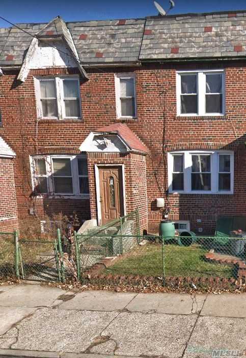 Great opportunity to renovate attached Brick Townhouse offers 3 spacious bedrooms 1.5 baths living room formal dining room eat-in-kitchen with pantry plus full finished basement with front & back exits. Backyard and parking for 2 vehicles. Near shopping and schools. Requires cash or renovation mortgage.