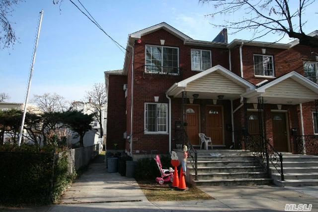 Brick Semi-Detached Two Family Home. Both Floors Have A Three Bedroom - Two Bath Apt. Finished Basement. Private Driveway For Two Cars.  *****Building Size 17.19 X 20.33 Plus 22 X 34 = 1097 Per Floor*****