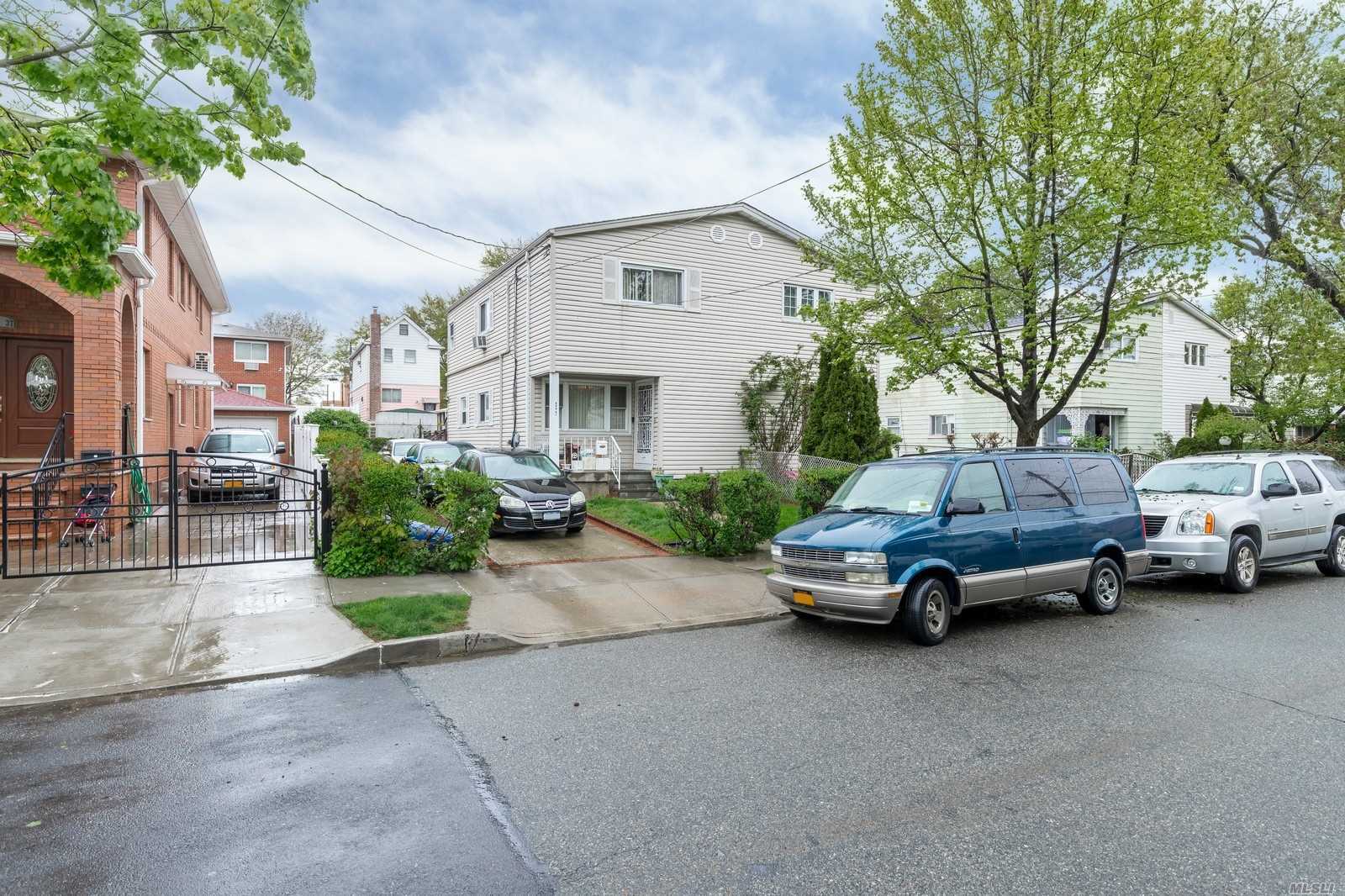 Location , Location Location !!! One Block To Northern Blvd,  Bus Q12/13/27/31 block away To 295. , Minutes to school MS 158. Bayside/LIRR to house about 0.4 Miles. semi-detached house 3 bedrooms & 1.5 baths in Bayside , Lot : 31.5x100, Building 16x33 Size , Tax abatement with Star/Senior&Veterans $2195. Split AC UNIT , nice garden-yard .owner want to hear all offers.