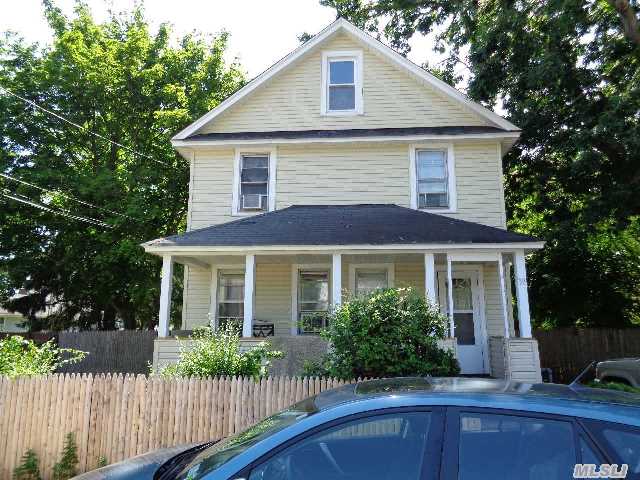 As Is Condition,  3 Story,  4 Br,  2 Full Bths,  Eik,  Det 2 Car Gar,  3rd Floor Attic W/Electric,  Plumbing,  & Heat. New Boiler,  Burner,  Aluminum Siding,  Roof & Windows.  100 Amp Service,  Public Water Sewer,  Wood Floors,  Tiled Kit And Remodeled Upstairs Bth,  Huge Backyard,  Front Porch. Close To Lirr,  Downtown Main Street,  Shops & Restaurants