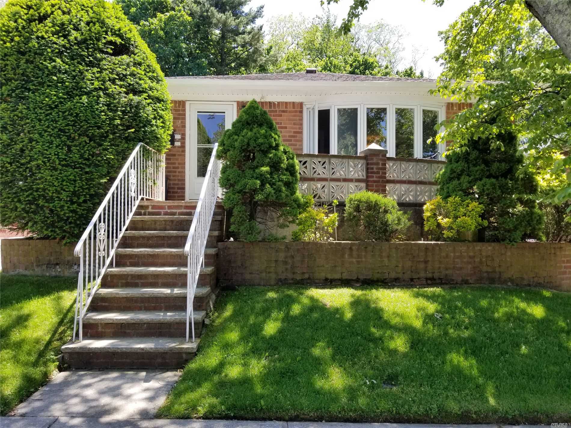 very desirable Oakland gardens, whole brick ranch, best school district #26, P.S. 188, I.S.74, recently changed roof, very quiet & convenient block, nice view from the private front porch, full finished newly tiled floor basement with separate entrance has office & playroom, , bus to Flushing Q27, to NYC QM5, Q88, near to beautiful Alley pond park,