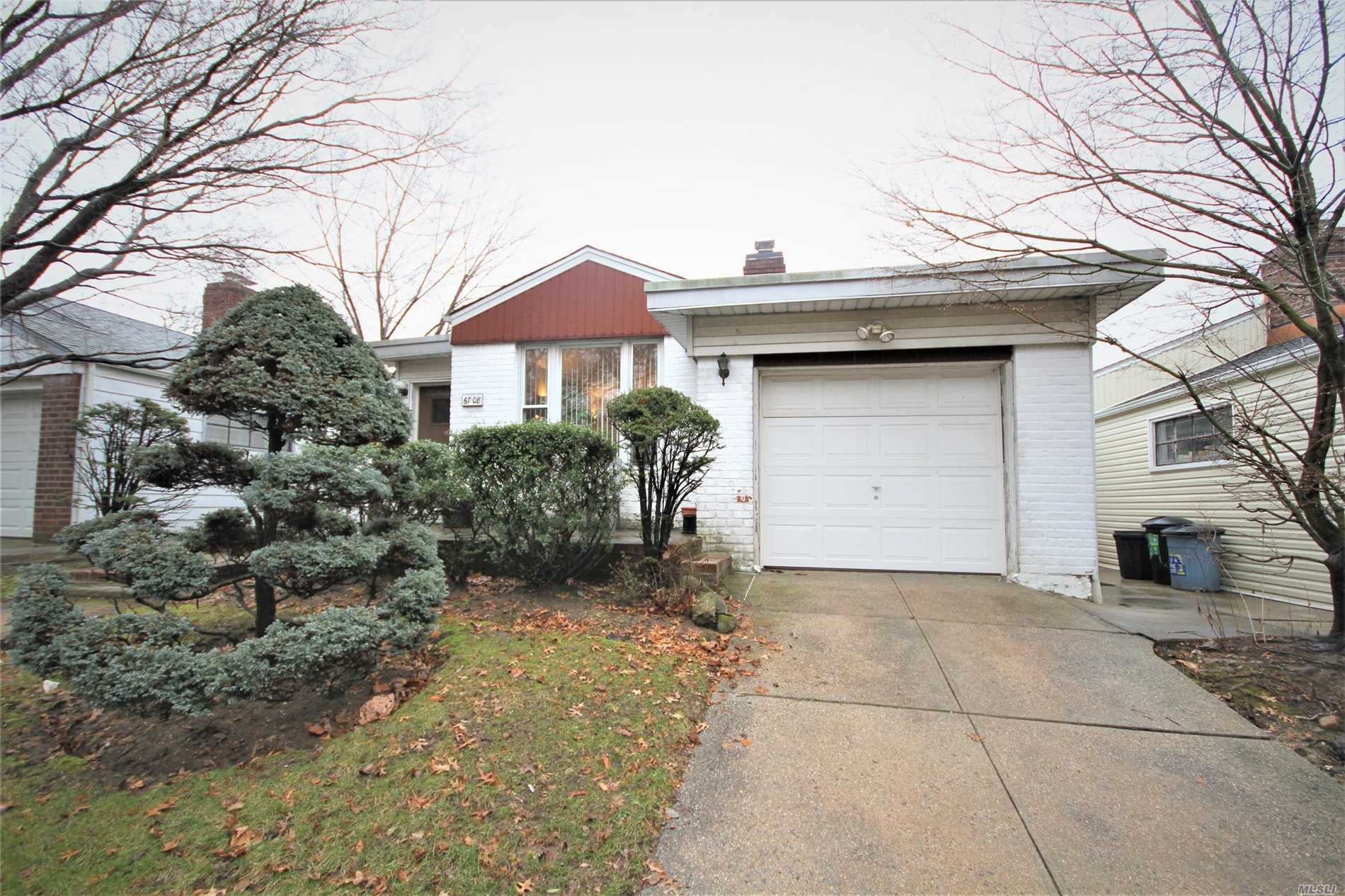 Fresh Meadows, Detached Brick Ranch On A Beautiful Tree Lined Street. Features 3 Bedrooms, H/W Floors, Central A/C, A Full Finished Basement, Private Driveway And Attached 1-Car Garage. Close To Q17/Q88 Local Buses And Express Qm1/5/7/31/35. Zoned For School District #26; Ps 173 And Jhs 216.