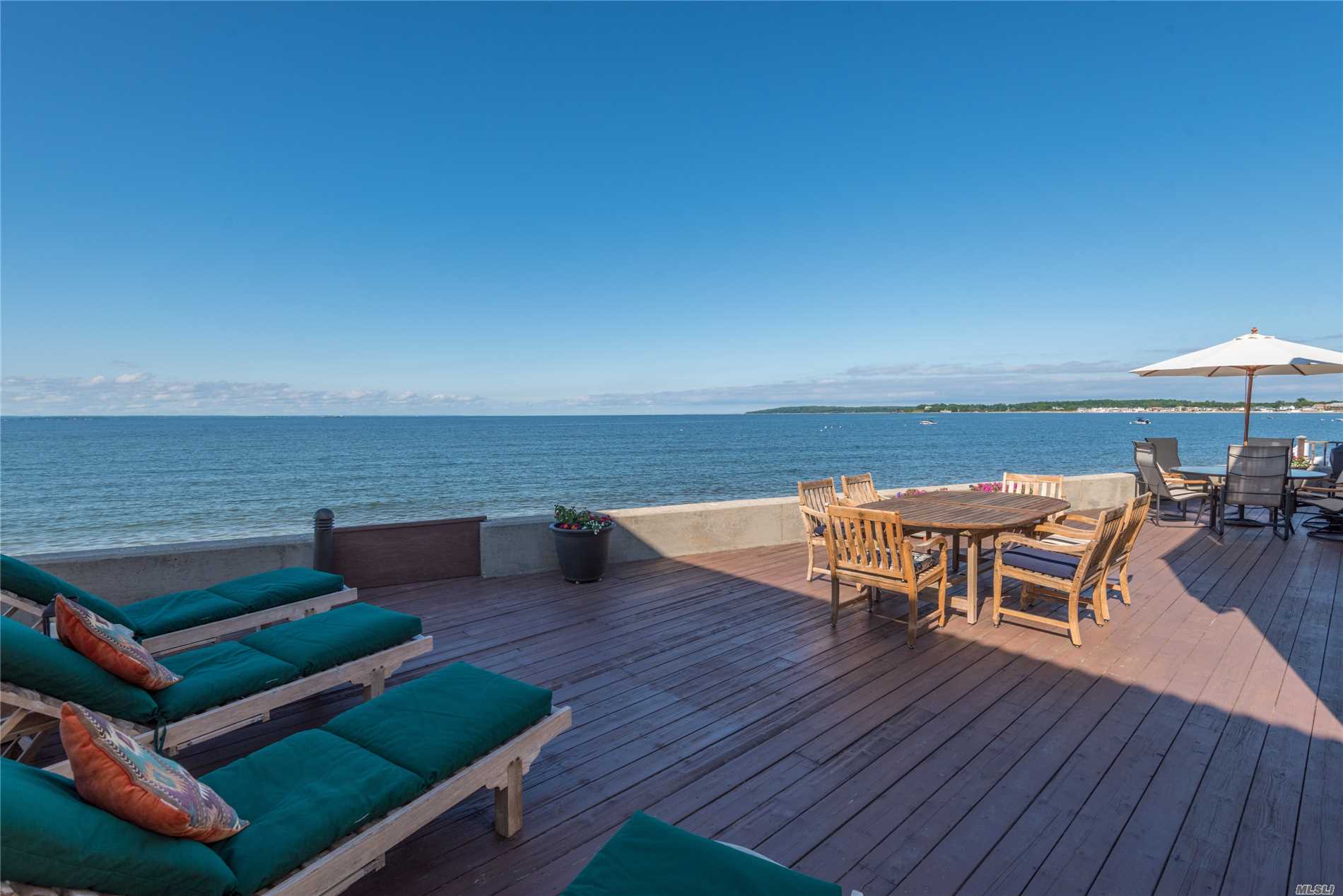 Breathtaking Waterfront Views Across The L.I. Sound To Connecticut.This Custom Built Hampton Style Colonial Offers An Open Floor Plan For Maximum Exposure To Fabulous Panoramic Views.A Concrete Retaining Wall Protects This Home.Enjoy This Mint Condition Home W/Deeded Beach & Mooring