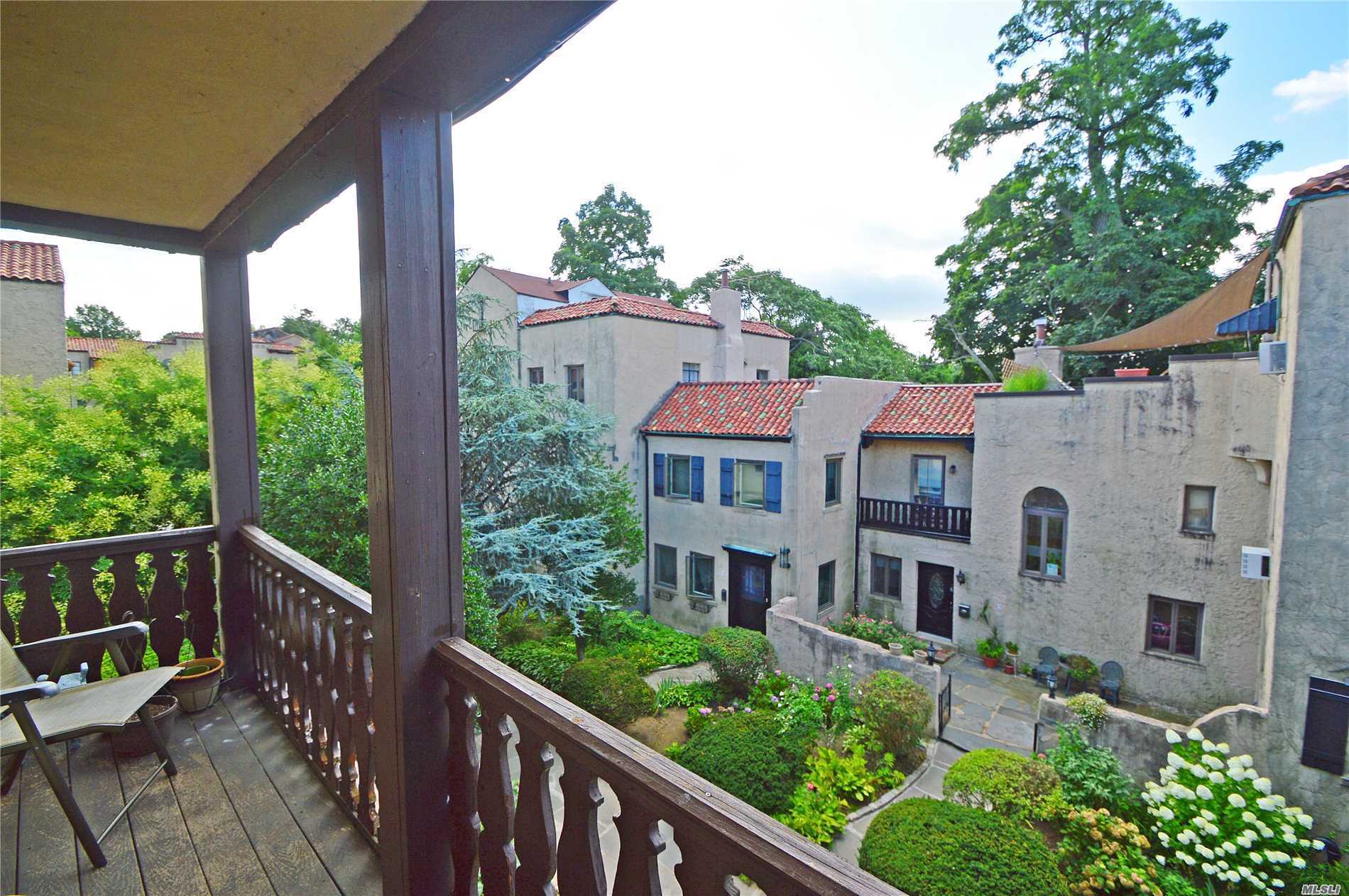 Charming European Style Garden Co-Op With Beautiful Old World Court Yard, South Facing Balcony. Sunny Living Room With Wood Fireplace. Washer And Dryer In Unit. Indoor Parking. Close To Shopping And Transportation.