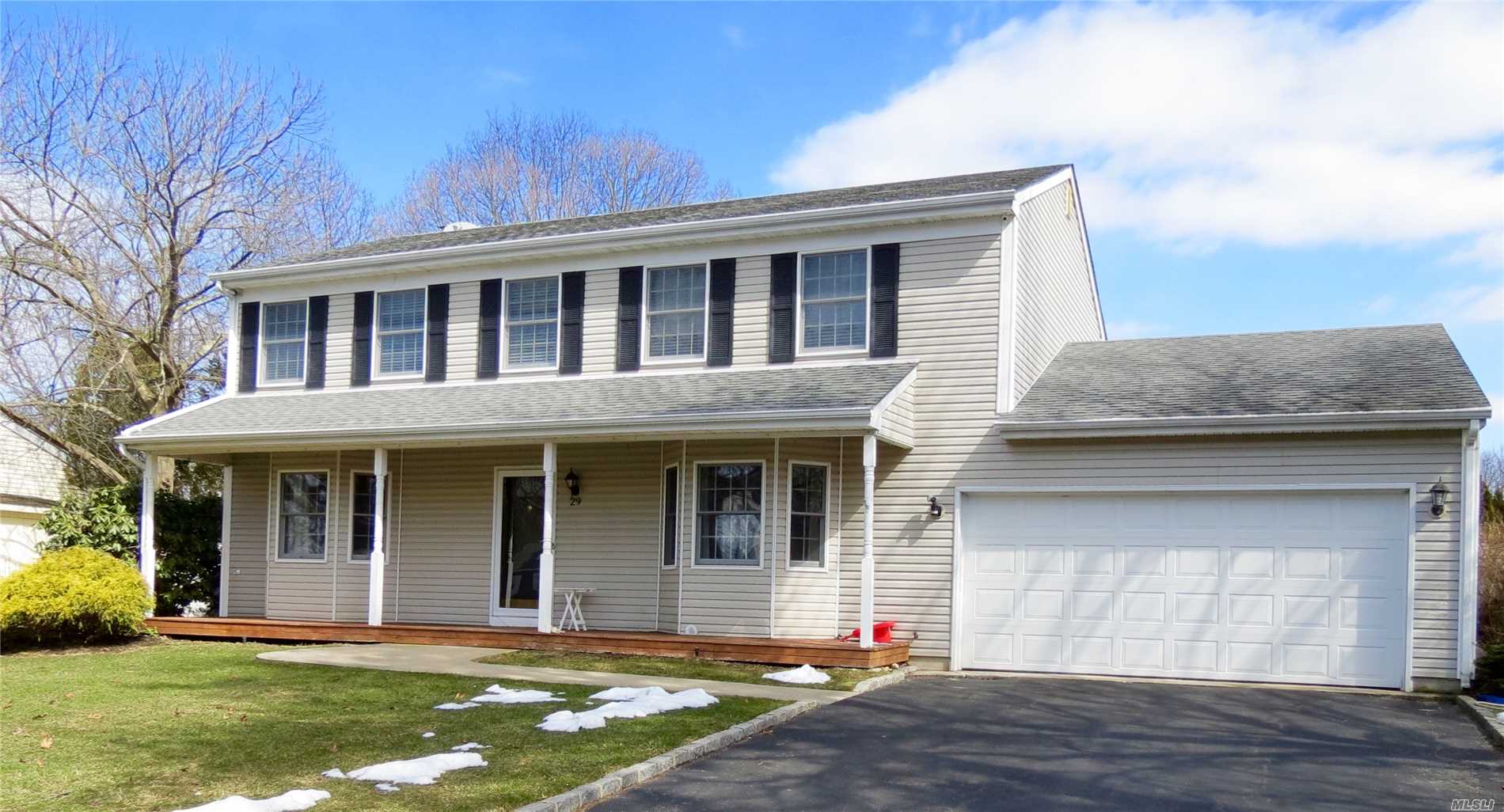 Beautiful Spacious Colonial! Four Bedrooms, Eik, Frml Dr, Fmly Rm W/ Fpl, Lrm W/ Pellet Stove, 2 1/2 Bath, Oak Floors Throughout! Security System! Professionally Landscaped W/Fenced In Backyard W/ Patio Pavers, Inground Pool 6&rsquo; No Diving Board & Separate Hot Tub! Shoreham Wading River Schools! Desirable Neighborhood! Move In Condition! Conveniently Located To Everything!