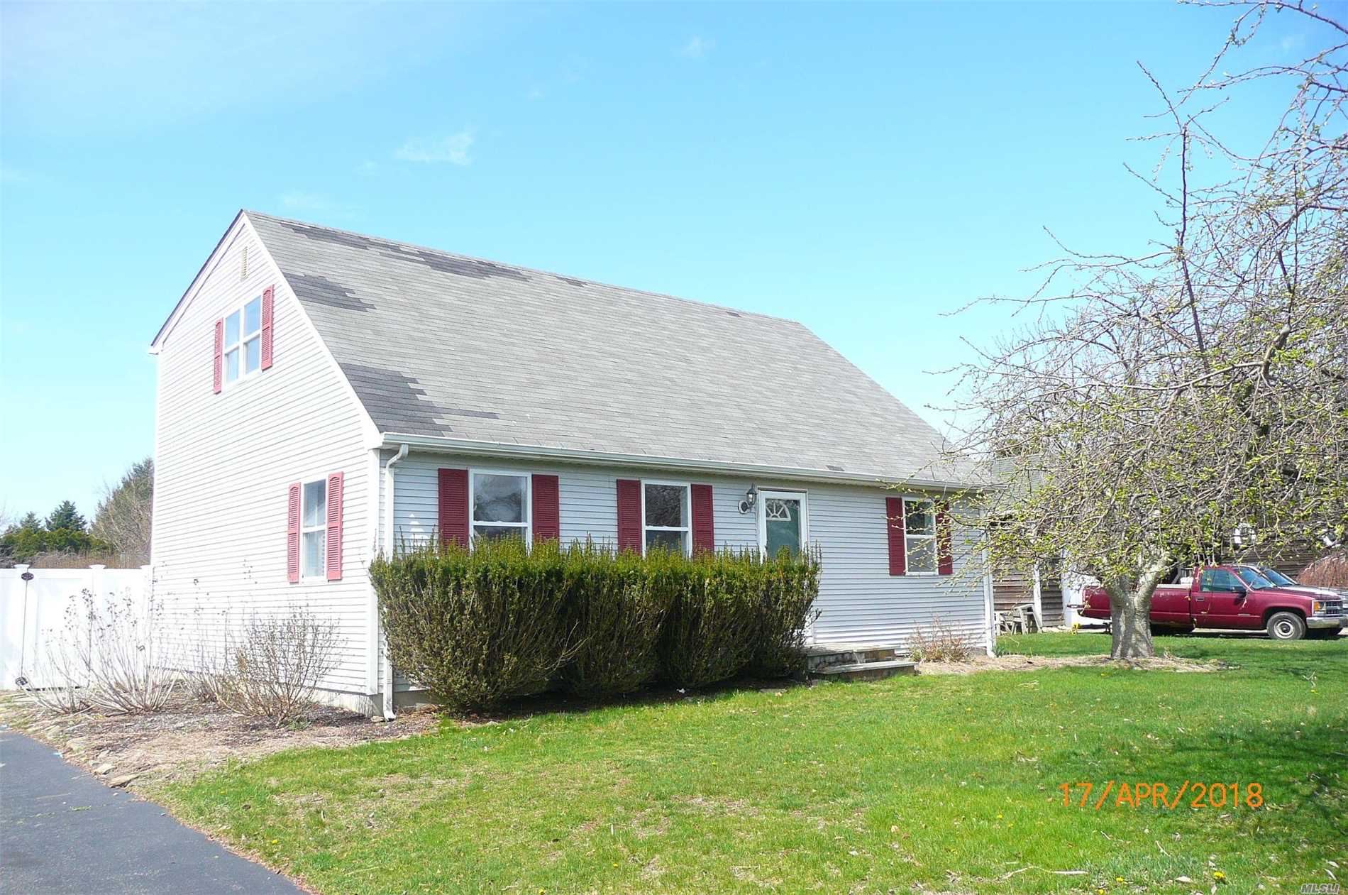 Classic 4 Br, 2 Bath Cape In Great Southold Neighborhood. Features A Detached 2 Car Garage, A Large Beautifully Landscaped Yard Complete With In Ground Pool, Gazebo, Fire Pit And Large Shed For Storage. Great Fixer-Upper! Close To Southold Town Beach And Greenport Village.