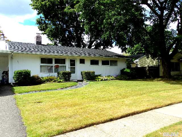 Expanded 4 Br Ranch In The Syosset Groves Community. Freshly Painted, 1 New Bath,  Fireplace,  Crown Moulding,  Solar Heat & Hot Water,  Some New Windows,  Roof 5 Years Young,  Deck, & Shed