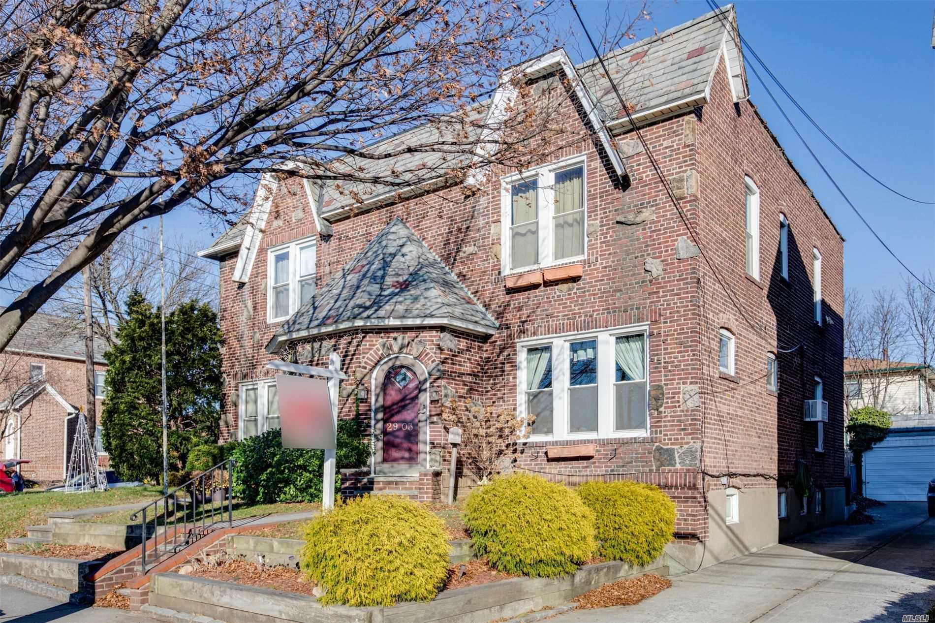 Super Sweet Semi-Detached Brick Colonial In Prime Bayside Location, The 1st Floor Offers LR, FDR, Updated EIK with Access To The Rear Patio, Yard and Garage. The 2nd Floor Has 3 Bedrooms and 1 Full Bath. Finished Basement With Large Family Room, Storage Area and Boiler/Laundry Room. Gas Heat, Young Roof, New Water Main and Vinyl Windows. Near Schools Shops and Transportation.