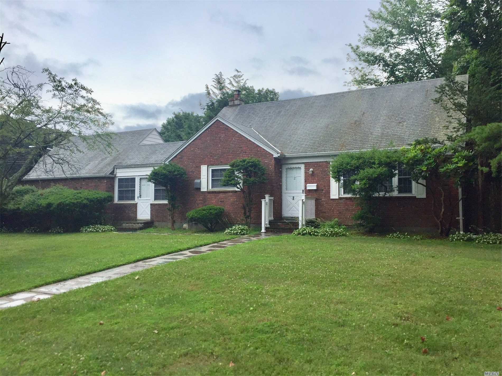 All Brick Move-In Ready Ranch On Flat 1/3 Acre W/ Att 2-Car Garage & Completely Fenced Large Backyard With New Stone Patio. 12&rsquo;X18&rsquo; Den/Dining Rm Off Updated Bright Eat-In Kitchen, New Full Bath, Central Air, Hardwood Flrs, Gas Heat & Sprinklers. Full Staircase To 2nd Level, Waiting To Be Finished. Huge Unfinished Basement With New Laundry, 200 Amps, Separate Hw Heater & Outside Entrance. Convenient To Trains, All The Amenities & Beaches Huntington Has To Offer! Taxes Are Being Grieved.
