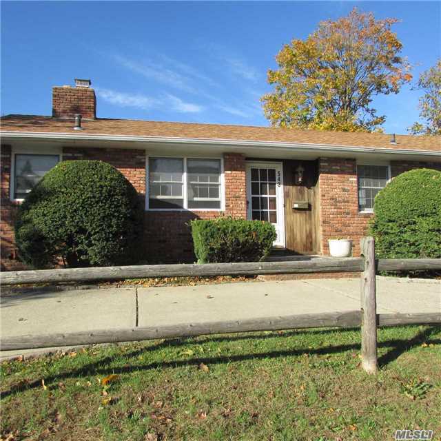 Brick Ranch Corner Property, Hardwood Floors, Updated Bath, 2012 New Roof, Formal Dining Room With Fireplace, 150Amp, Attached Garage, 3 Bedrooms, Circular Driveway, Close To L.I.R.R, Shopping, Sold As Is.