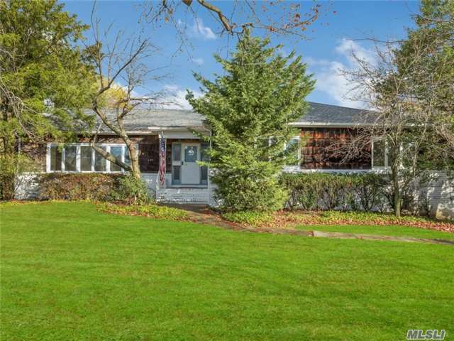 Expansive Ranch On One Acre In Flower Hill Manhasset. Walkout Lower Level. Gunite Heated Pool. House Being Sold As-Is. Great Opportunity For Expansion/ Renovation Or New Construction.