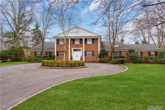 Beautiful Circular Driveway & Courtyard Leads To Stunning Brick Georgian Style Home! Grand Tall Entry, Lr W/Fpl, Fdr,  Library/Den, Garden Rm/Playroom W/Fpl. Large Eik W/Island + Separate Drm, 5 Br/4.5 Bth. Stairs To Large Unfinished 2nd Flr W/High Ceilings & Tall Windows. Gorgeous Gunite Pool On One+ Acre Property On Quiet Cul-De-Sac. Real Estate Taxes Being Grieved!