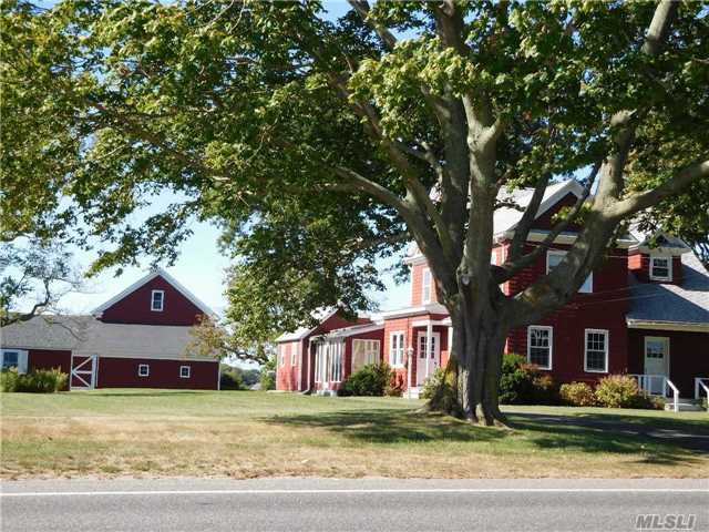 Beautiful North Fork Farmhouse With Large Barn And Out Buildings.Close To Iron Pier Beach. Preserved Pristine Farmviews. Downstairs Master Br W En Suite Bath, Office, Hardwood Floors, Updated Gourmet Kitchen, Sun Room, Front And Back Staircases Add To The Old World Charm Of This Fine Family Home.Shy 2 Acre Property W Mature Trees And Landscape.