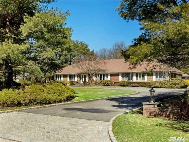 Exceptional Prime Loc In Vill Of Old Westbury. Lovely 4Br Exp Cust Ranch On 2Beautiful Flat Acres.Open Flr Plan. Soaring Skylit Grt Rm W/Fpl/Cust Blt-Ins, Updated Grmt Eik W/Gran, Top Of Line Ss Appls , Cvac. Sep Wing W/ Mbr/Bth 2Brs Full Bath, Radiant Ht Flrs In Mbth And Kit. 2nd Fl Bonus Rm. Gorgeous Parklike Prop, Htd Igp, Patio,  Deck,  Cabana/Fbth, +Bonus Garage.Wheatley Sd