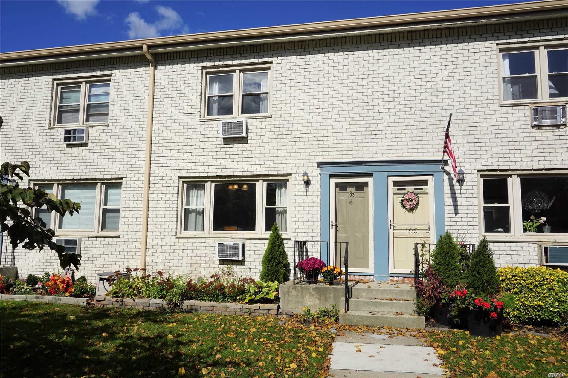 Move-in ready two-story two-bedroom co-op in the heart of Islip. Complex is next to Islip LIRR station. Close to shopping, parks, and Main Street. Mint condition. Updated kitchen. Wood floors throughout. Laundry in unit.